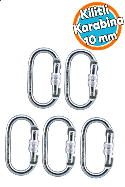 NZB Oval Kilitli Karabina 10 mm Kanca Paslanmaz Çelik Kilit Tırmanma Kamp Eki...