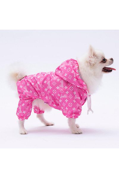Pettrend Pink Patterned Jumpsuit Raincoat Dog Apparel Dog Raincoat