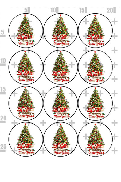 Lyroni Yenilebilir Şeker Kağıt Yıl Başı New Year Christmas Çam Ağaç Temalı Pasta Süsleme