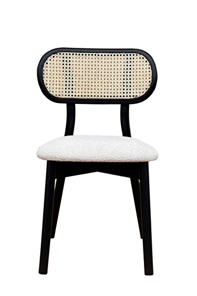 Woodenbend Troy Siyah Ahşap Siyah Natural Hazeranlı Sandalye 2 Adet – Modern İskandinav Tasarım