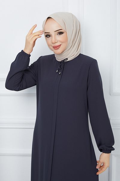 ESRE GİYİM crepe Fabric Hijab collar Lace-up Ferace