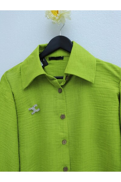 Modamorfo Double Suit with Pleated Skirt, Sleeves and Lace-Up Waist -F.Green