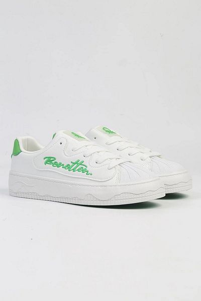 Benetton Pantofi de damă cu platformă alb-verde Bnı-10102