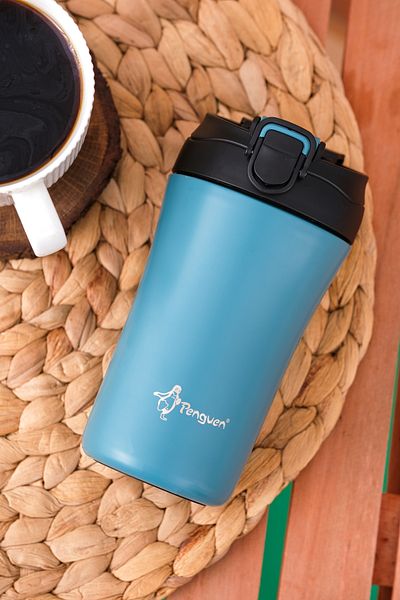Penguen Thermos Mug 400 ml - Stainless Steel with Straw and Direct Drinking Lid