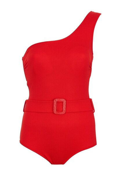SAILOR moda One Shoulder Belt Detailed Swimsuit