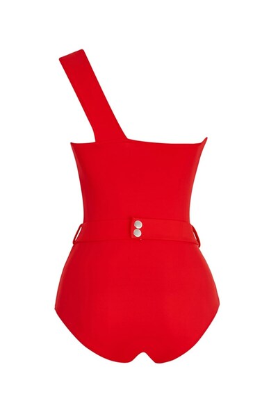 SAILOR moda One Shoulder Seashell Belted Swimsuit Slr 306