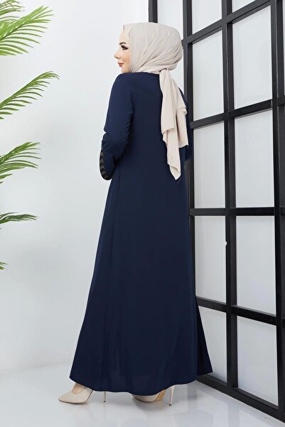 Neva Style Μεγάλο μέγεθος με πέτρινη λεπτομέρεια Navy Blue Ferace SS2030