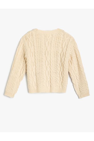 Koton Long Sleeve Button V-Neck Hair Knit Cardigan