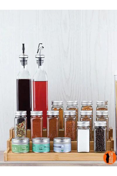 ERKUGO 3-Tier Bamboo Stand Organizer, Spice Rack Organizer
