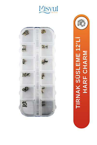 Misyul Harf Charm 12'li Harfli Tırnak Süsleme Nail Art