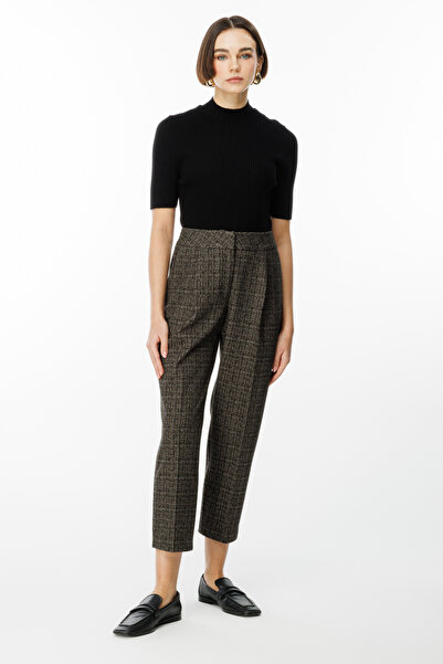 Ekol Women's Black Lycra Trousers 4167 - Self Patterned