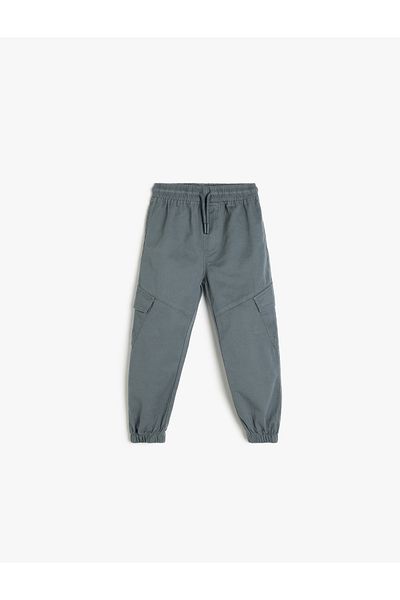 Koton Pantaloni cargo Jogger din bumbac - cu șireturi în talie și buzunare
