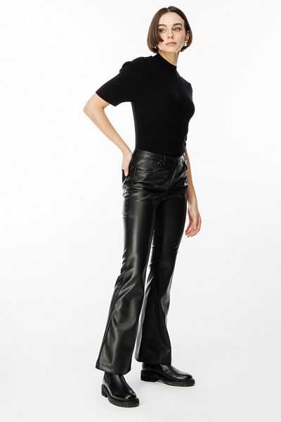 Ekol Women's Black Leather Pants 4035 - Spanish Leg