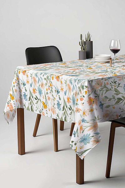 Rivaİstanbul Față de masă albă cu model floral, cârpă de masă, cârpă de picnic