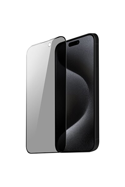 Powerfox iPhone 15 Pro Max Uyumlu Privacy Hayalet Kırılmaz Cam Tam Kaplayan Gizlilikli Ekran Koruyucu 9H