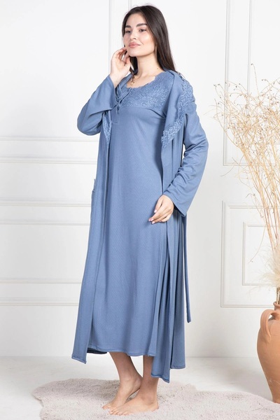 Mecit Pijama Set de 2 cămăși de noapte pentru femei oversize cu halat