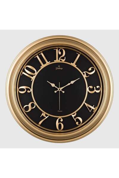 Universal 1963-A Wall Clock with Golden Yellow Frame Interior Black 46cm Embossed Numbers Phone Protected American B