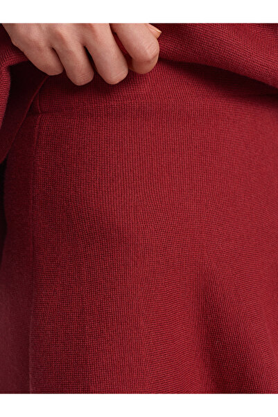 Dilvin 80120 Fusta tricotată cu volan cu talie elastică-Roșu Claret