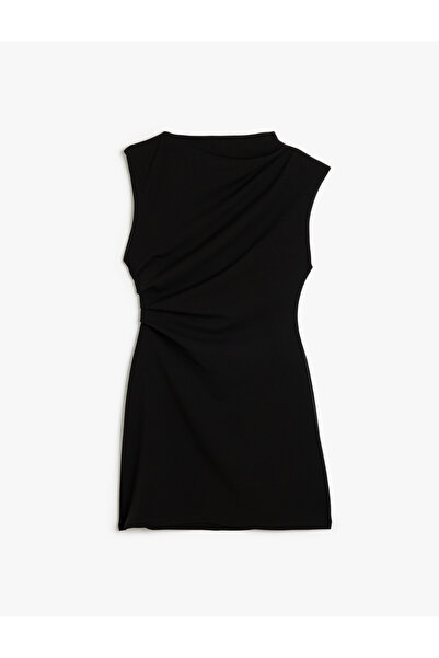 Koton Rochie mini fără mâneci cu decolteu rotund, cu detaliu din țesătură cre...