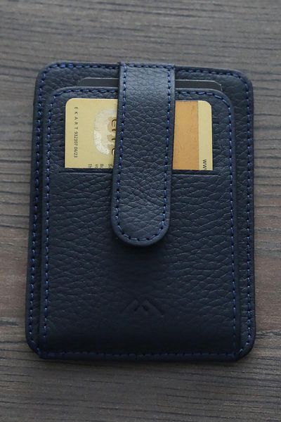 Madmext Θήκη ανδρικής κάρτας από γνήσιο δέρμα Navy Blue 7261