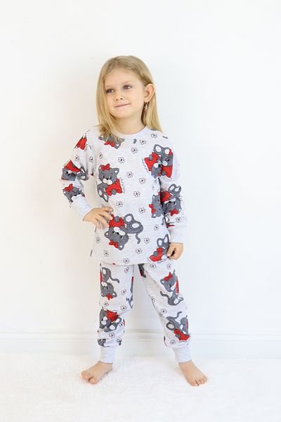 Pijamella Girls' Printed Pajamas Set Crew Neck Long Sleeve Top Elastic Waist Bottom