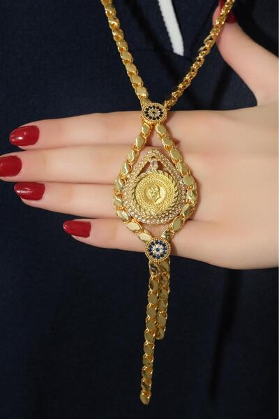 aytekgold 14 Ayar Çeyrekli Pullu Kolye