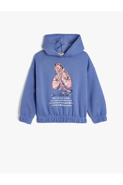 Koton Long Sleeve Crew Neck Print Detailed Raised Sweatshirt