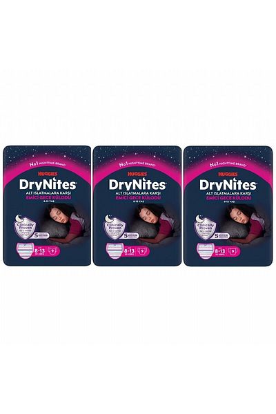 DryNites Girl's Absorbent Night Panties 8-13 Years 9 X 3 Pack 27 Pieces