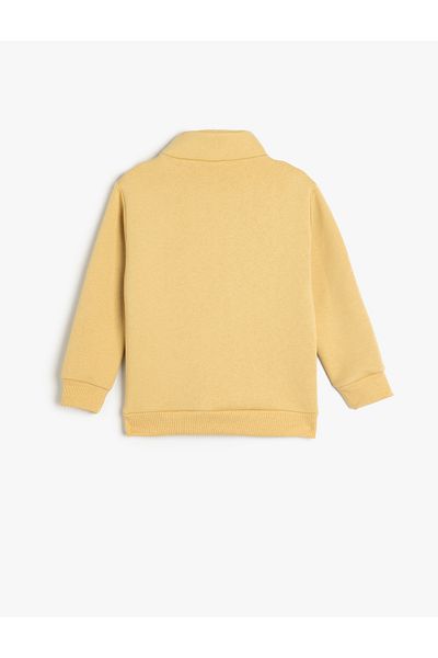 Koton Stand Collar Half Zipper Detail Long Sleeve Raised Basic Sweatshirt