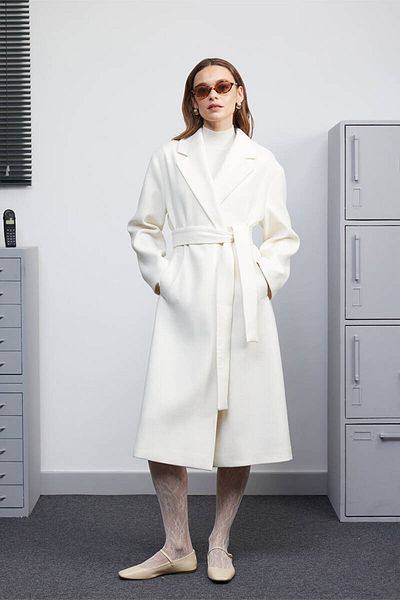 BE BLUE Ecru Double Button Classic Coat