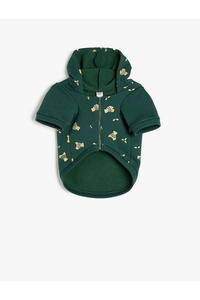 Koton Raster Dog Sweatshirt with Zipper and Hood