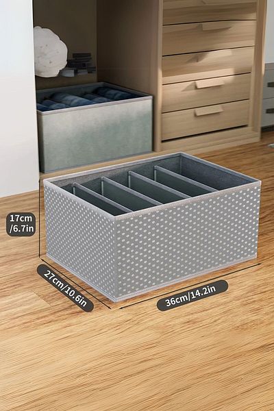 Spartek home textile 3 Pieces 5 Compartments Closet-Drawer for Clothes, Jeans, Sweaters, Shirts, Pants Organizer