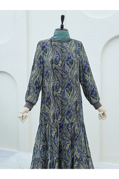 Modamorfo Rochie din șifon căptușită cu model etnic - kaki