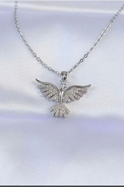 Brillo Çelik Zirkon Taşlı Anka Kuş Kolye