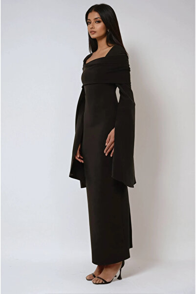 Hiccup Rochie maxi bodycone cu fante specială, cu umăr dezactivat