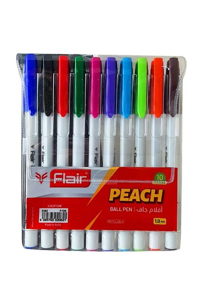 Flair Peach Ball Pen 1.0mm Set of 10 Colours