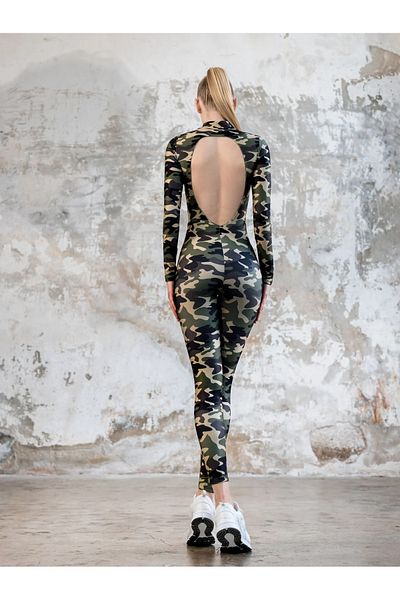 lismina Women's Long Sleeve Camouflage Print Sports Leggings - Backless 2309