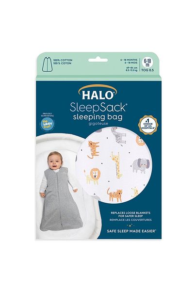 HALO 100% Cotton Sleep sack Sleeping Bag - Jungle_0-6M