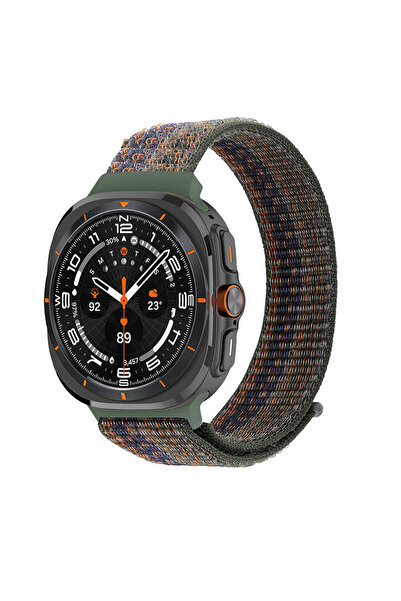 UnDePlus Samsung Galaxy Watch Ultra 47mm Kordon Hasır Kordon Yeşil-Turuncu