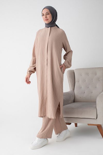 semazen Bürümcük Fabric Hajj and Umrah Dress (2 Pieces) - Mink