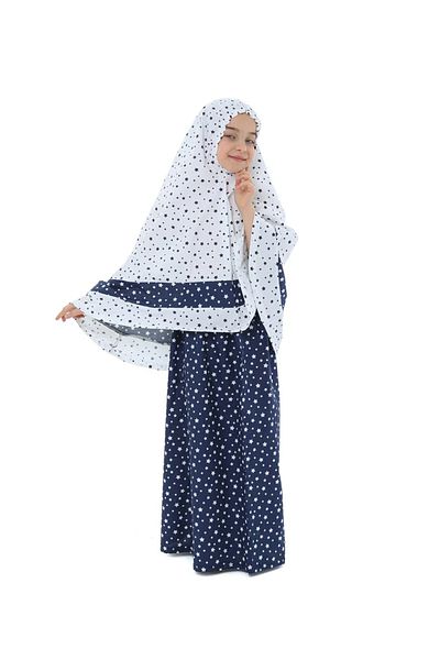 skycott Φόρεμα προσευχής για κορίτσια με στάμπα Navy Blue Star - Μοτίβο ζώνης