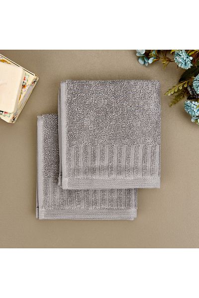 Evidea Soft Patte Set of 2 Towels - Gray - 30X30 cm