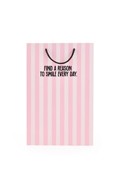 4nio Find a Reason to Smile Every Day Vertical Cardboard Bag - Pink - 38X25 cm