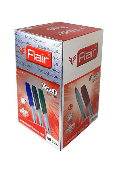 Flair Peach Smooth Writing Ball Pen Set of 50 pcs, Red