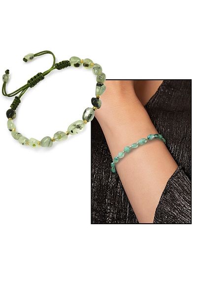 Tesbihane Macrame Braided Natural Cut Printed Natural Stone Women's Bracelet