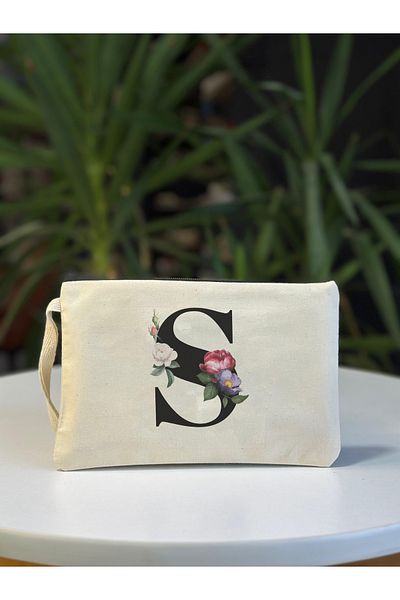 bezçantadünyası World S Letter Printed Cloth Clutch Bag