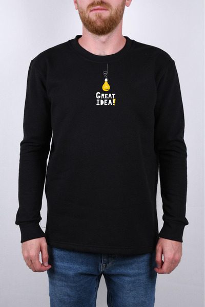 Great İdea baskılı 2 iplik bisiklet yakalı sweatshirt
