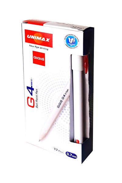 UNIMAX 12-Piece G4 0.7mm Ball Point Pen Set,Red