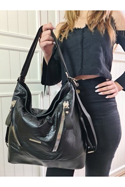 Gloria Paraşüt Deri Siyah Kadın Sırt Ve Omuz Çantası Çok Gözlü
