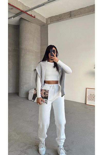 mydukkan.co Λευκή αθλητική φόρμα Jogger - Ελαστική μέση